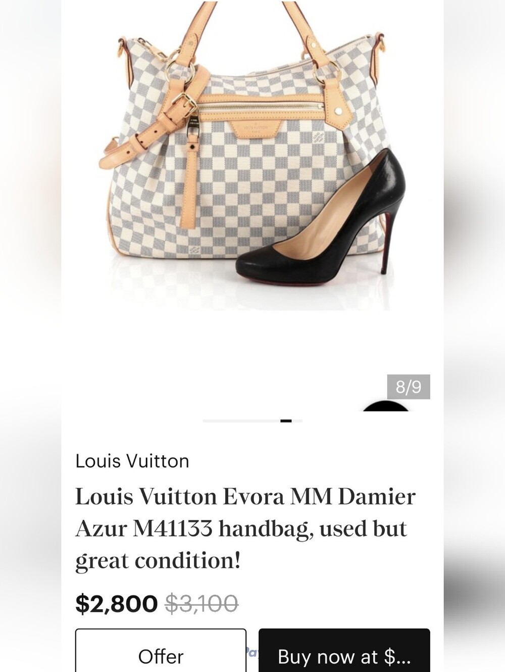 Designer-Style Cream Checkerboard Damier Tote Bag - Picture 13 of 13